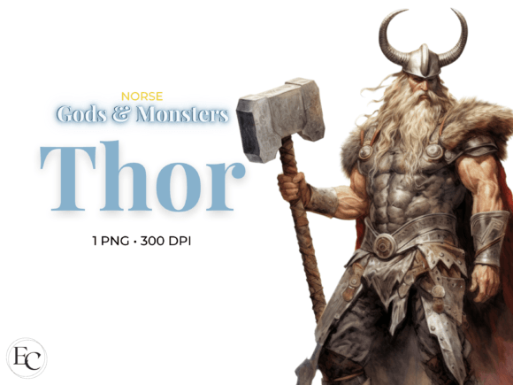 Download Thor Norse Pagan God Watercolor Clipart - Pagan Collection