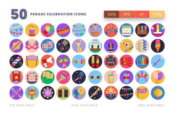 Download 50 Parade Celebration Icons - Premium Bundle