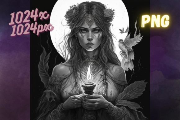 Download Illustration of a Beautiful Pagan Witch - Premium Resources